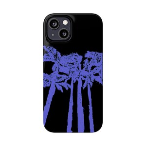 Étuis de portable minces bleu néon palmiers pour iPhone 7-15