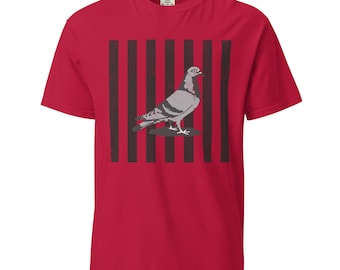 Retro Pigeon Graphic Tee, Distressed Rock Dove Birdwatcher Shirt, Garment-Dyed Cotton T-Shirt