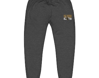 Motorcycle Fun Embroidered Sweatpants, Unisex Fleece Joggers for Men & Women, Perfect Gift for Bikers, Comfortable Casual Wear