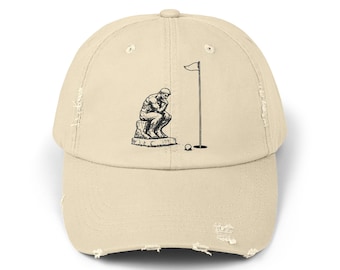 Thinker on the Green Golf Philosopher Distressed Cap