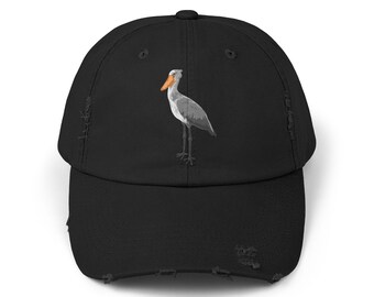 Shoebill Dino Bird Cap, Distressed Hat for Men and Women, Vintage Baseball Cap, Faded Cap Gift, Retro Headwear Accessory