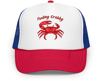 Feeling Crabby Foam Trucker Hat - Adjustable Snapback Cap, Beach & Casual Style, Unisex Summer Headwear