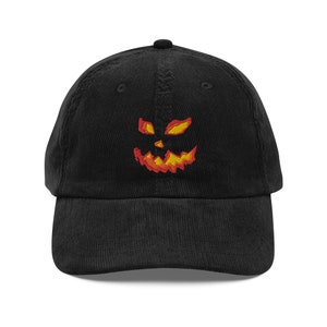 Spooky Smile Embroidered Vintage Corduroy Cap - Halloween Retro Hat, Unique Gift Idea, Adjustable