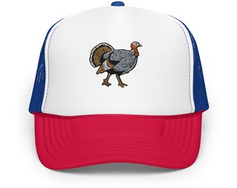Walking Turkey Trucker Hat | Embroidered Bird Design, Foam Adjustable Cap for Outdoor Enthusiasts & Wildlife Lovers