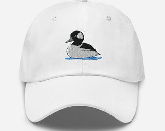 Bufflehead Duck Embroidered Bird Hat  Adjustable Cap for Outdoor Lovers & Birdwatching
