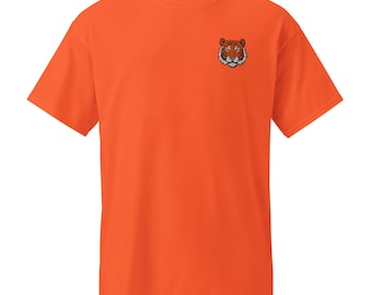 Tiger Face Embroidered T-Shirt | moisture wicking Fabric, Unique Design, Comfortable Fit, Great Gift for Animal Lovers