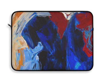 Blue Abstract Polyester Universal Padded Laptop Sleeve
