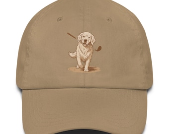 Golden Retriever Golfer Dad Hat – Funny Dog Golf Club Cap