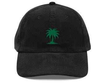 Embroidered Palm Tree Corduroy Cap: Unisex Retro Style