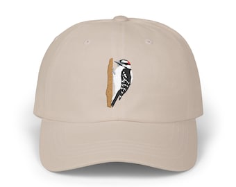 Downy Woodpecker Embroidered Classic Dad Cap | Birdwatching Hat