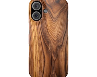 Faux Walnut Woodgrain Slim Phone Cases for iPhones 7-16