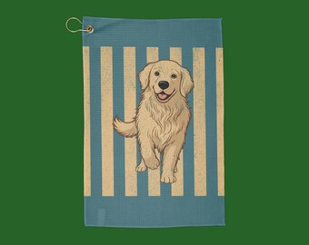 Golden Retriever Golf Towel | Dog Golfing Towels, Golf Course Accessory