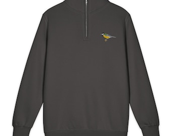 Great Tit Embroidered  1/4 Zip Sweatshirt