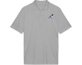 Black-Billed Magpie Embroidered Polo Unisex Moisture Wicking Shirt