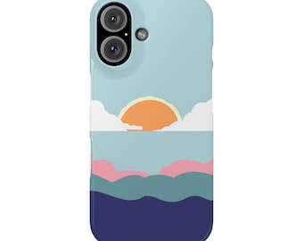Pastel Horizon Minimalist Sunset Over Waves Slim Phone Cases for iPhone 7-16