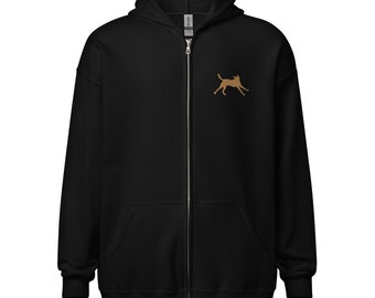 Unisex heavy zip hoodie Playful Labrador Dog Embroidery