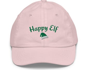Happy Elf Embroidered Youth baseball cap Ages 5 and up