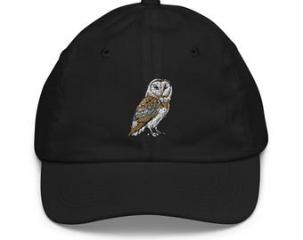 Barn Owl Embroidered Youth baseball cap for ages 5 up