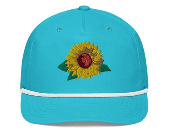 Sunflower Embroidered Golf Rope Cap | Vintage Style Hat for Men & Women | Perfect Gift for Golf Lovers and Nature Fans