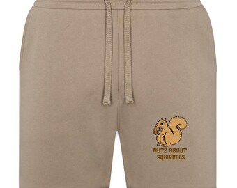 Squirrel Graphic Sweat Shorts for Women, Nutz About Squirrels Cute Casual Lounge Shorts, Cozy Summer Statement Bottoms