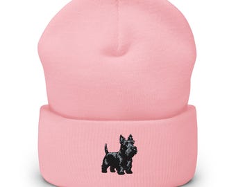 Scottish Terrier Embroidered Cuffed Beanie