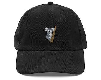Cuddly Cool Koala Climber Embroidered Corduroy Hat