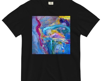 Garment dyed t-shirt Abstract 98 Original Art Design Unisex Adult Graphic Tee