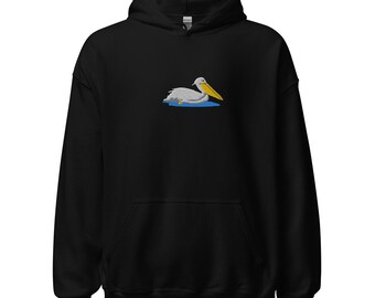 American White Pelican Embroidered Seabird Unisex Hoodie