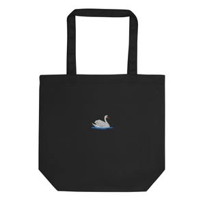 Swimming Swan Embroidered Eco Tote Bag | Eco-Friendly, Reusable Shopping Tote, Cute Swan Design, Perfect Gift for Her