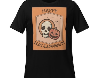 Skull & Jack o Lantern Halloween T-Shirt, Spooky Season  Unisex Graphic Tee for Men Women