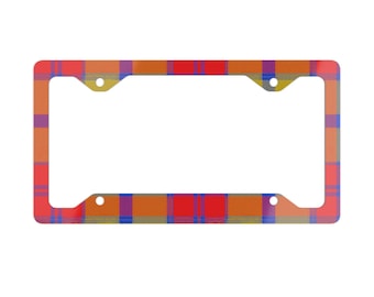 Red Tartan Plaid Car License Plate Frame