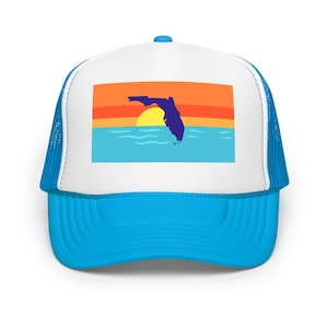 Foam Florida Trucker Hat – Bold Sunrise State Silhouette Cap – Retro Beach Style