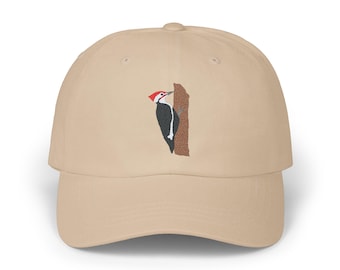 Embroidered Pileated Woodpecker Dad Cap, Bird Watcher Hat, Nature Lover Gift, Outdoor Adventure Baseball Cap, Wildlife Embroidery Headwear