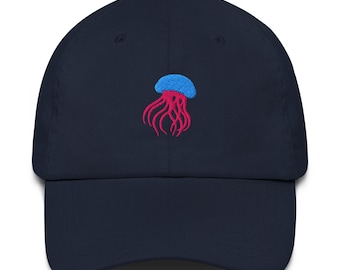 Jellyfish Embroidered Dad Hat – Adjustable Unisex Baseball Cap, Ocean Lover Gift, Casual Streetwear Accessory