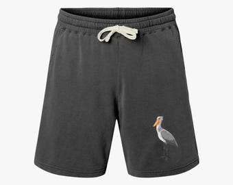 Shoebill Dino Bird Sweat Shorts, Unisex Fleece Lounge Bottoms, Cute Bird Lover Gift, Comfy Athletic Wear, Funny Nature Print Apparel