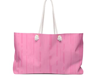 Pink Stripes Weekender Beach Travel Bag