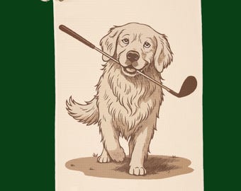 Golden Retriever Golf Towel - Funny Dog Golf Accessory