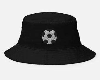 Embroidered Soccer Ball Bucket Hat, Cotton Twill Sports Cap