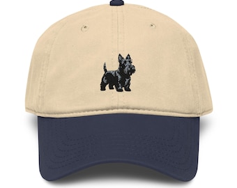 Scottish Terrier Embroidered Garment washed baseball cap