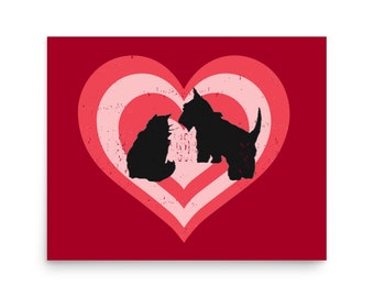BFF Hearts Cat and Dog Poster