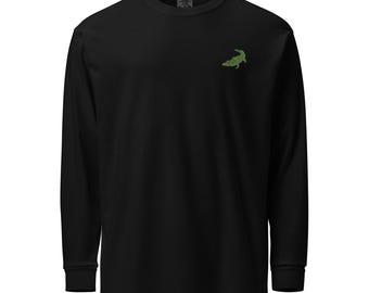 Alligator Embroidered Garment-dyed heavyweight long-sleeve shirt