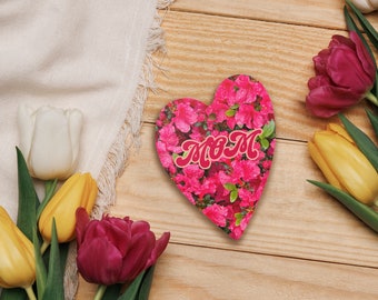 Mom Heart Wooden Magnet Ornaments - Handmade Heart Shaped Gifts for Mom % Unique Home Decor & Keepsakes for Mothers