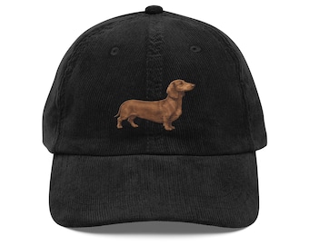 Dachshund Embroidered Dog Vintage corduroy cap