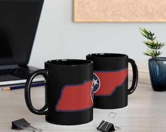 Tennessee Shaped Flag Mug,  Coffee Cup, State Pride Tea Mug, Traveler's Gift Idea Available in 11oz and 15oz