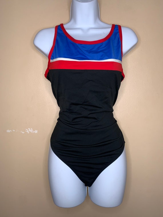 Red White Blue Speedo One Piece Vintage Swimsuit - image 1
