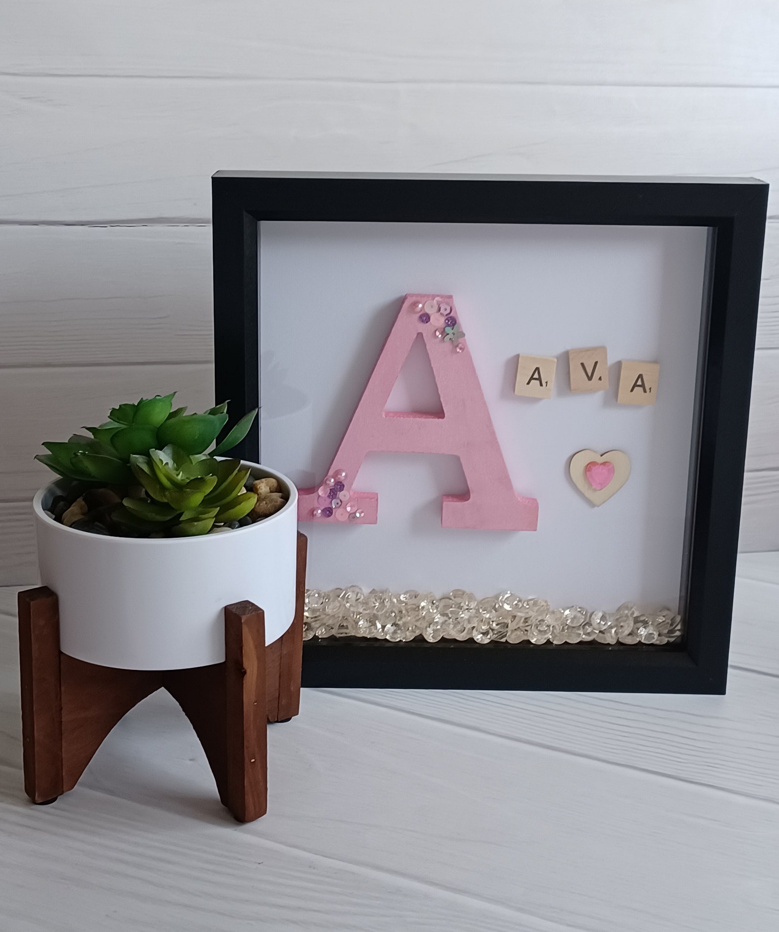 Handmade Box Frame Gift Personalised Name Initial Box Frame Etsy