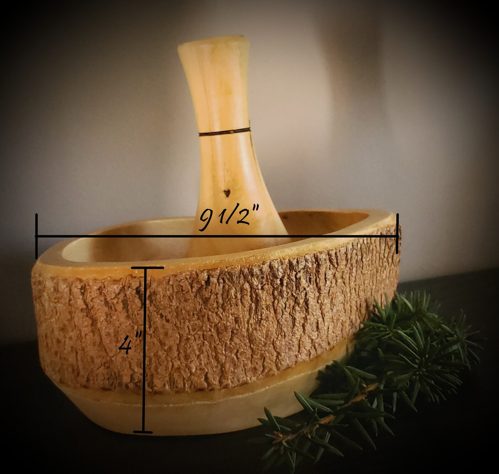 Rustic Handmade Large Wooden Mortar and Pestle, Organic Natural Kitchenware, Unique Handcarved