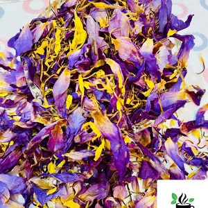 Blue lotus Petals with Stamens, Nymphaea caerulea flower, Dehydrated blue lotus for tea making