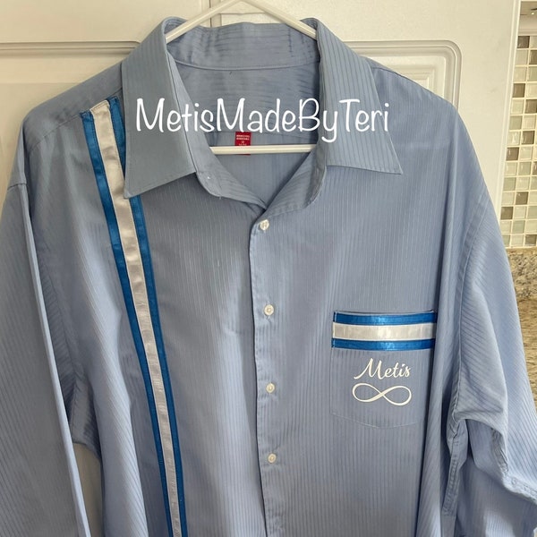 Men’s slim fit ribbon shirt with satin stripes and satin ribbons for that special Man in your life.