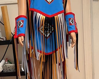 Boys Fancy Dance Regalia: Indigenous Pow Wow Outfit, Handmade Cotton & Satin